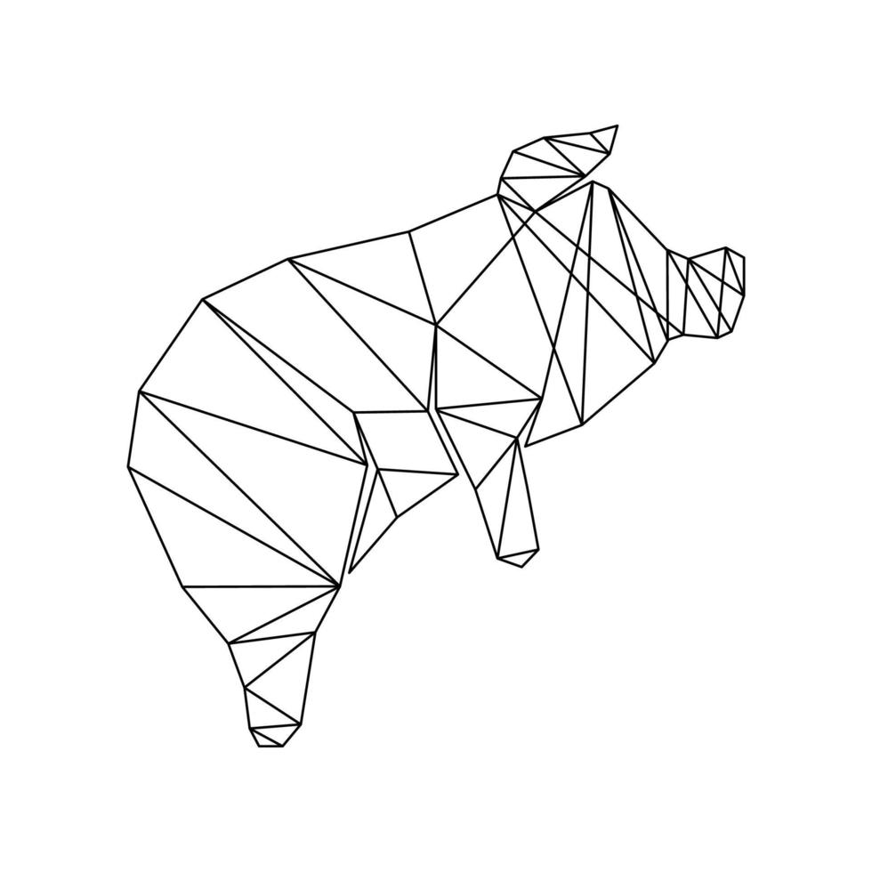 Pig monoline logo design vector