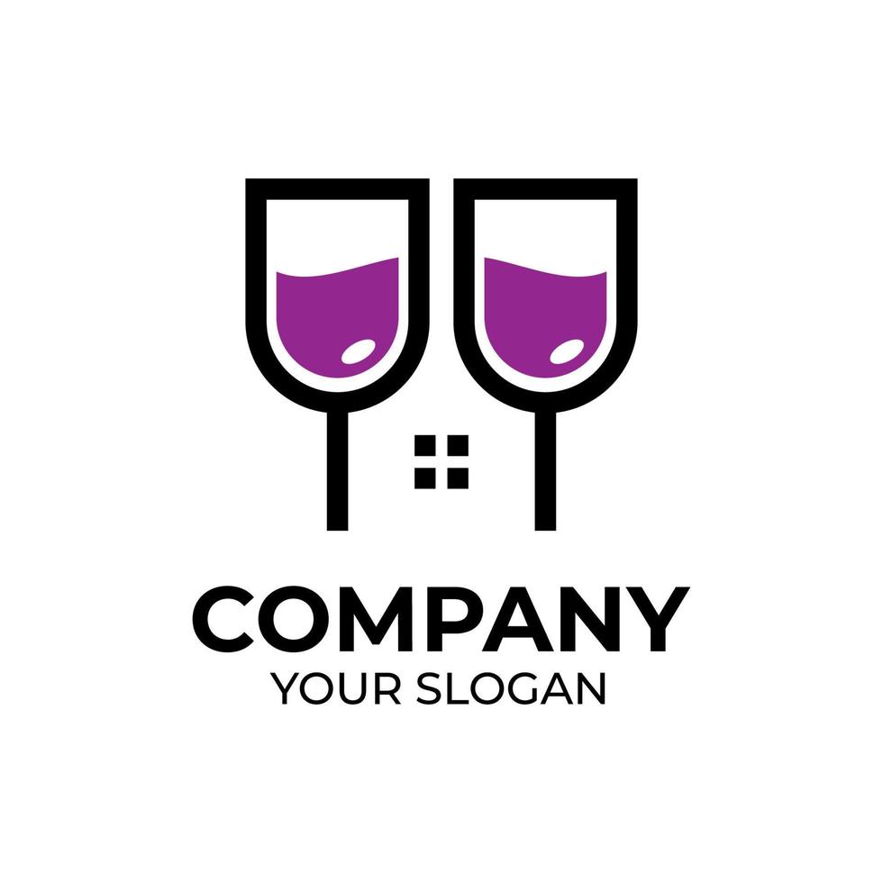 Wine home logo design vector