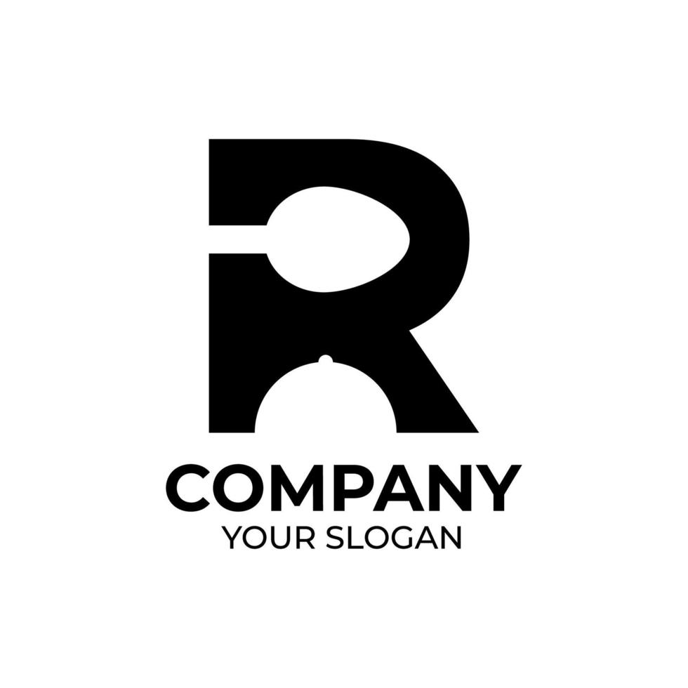 Initial R food logo design vector
