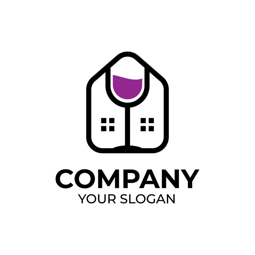 Wine home logo design vector