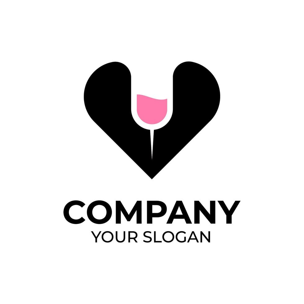 diseño de logotipo de vino de amor vector