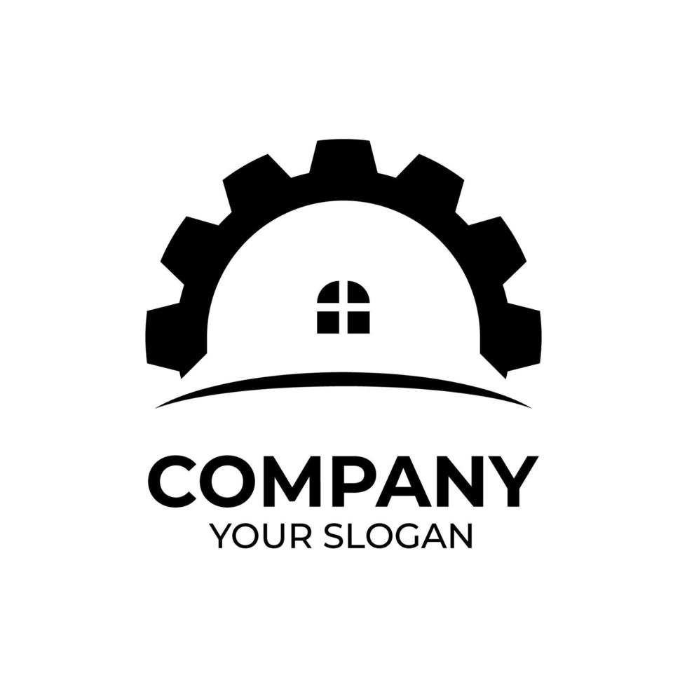 diseño de logotipo de casa de engranajes vector