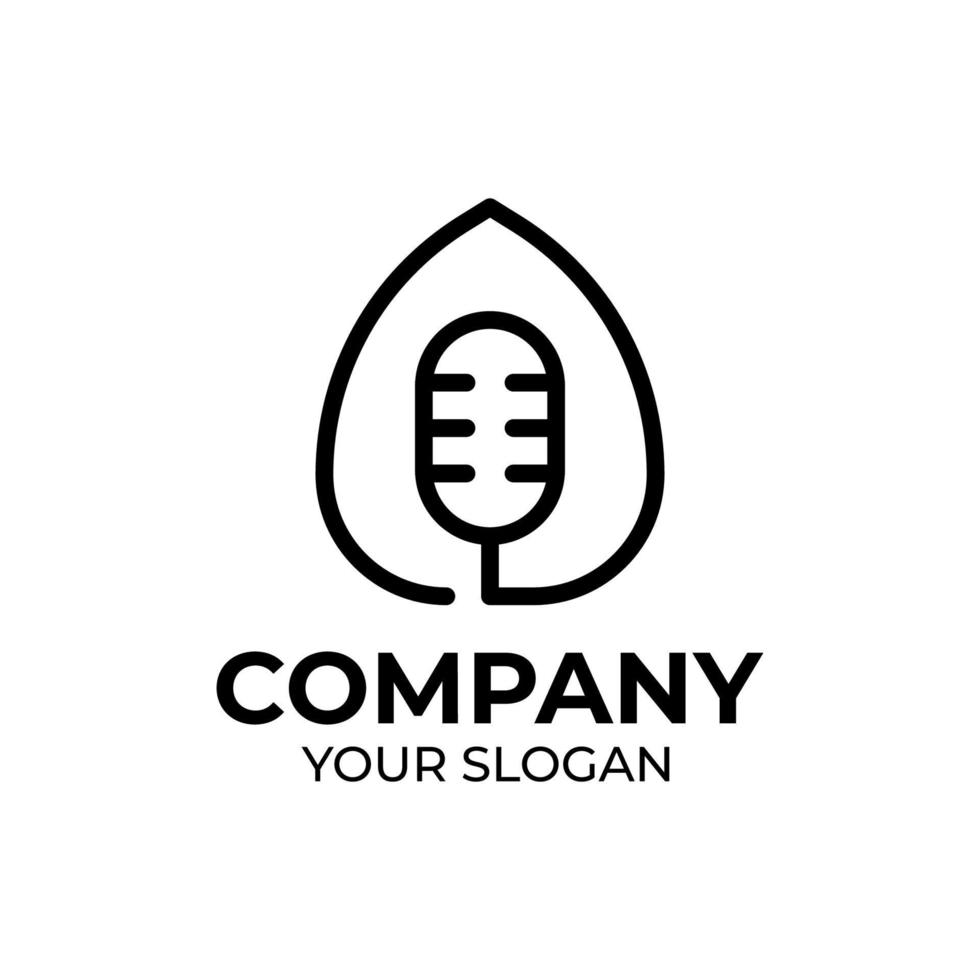 Leaf podcast logo design vector