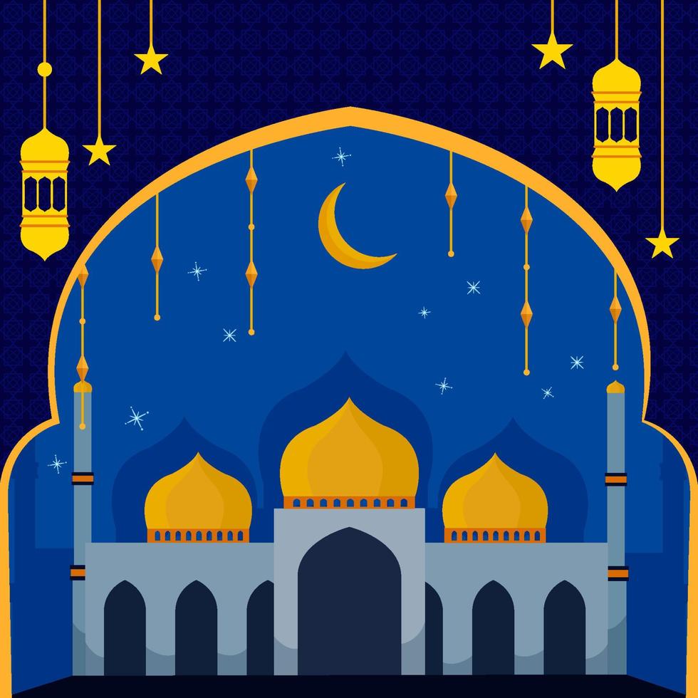 fondo plano del mes de ramadán vector