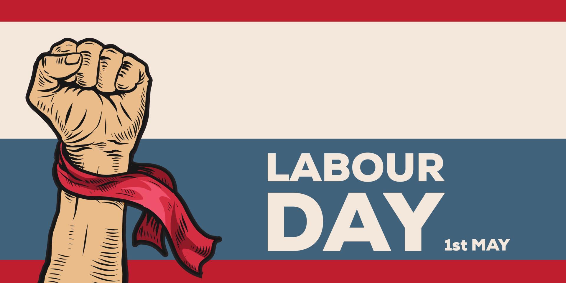 Hand Drawn of Hand fist forMay Day. World Labour day 1 May . Vector Illustration