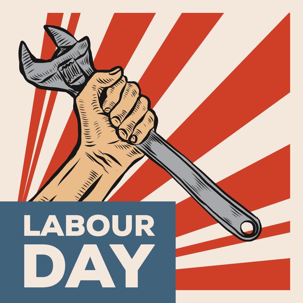 Hand Drawn of Hand fist forMay Day. World Labour day 1 May . Vector Illustration