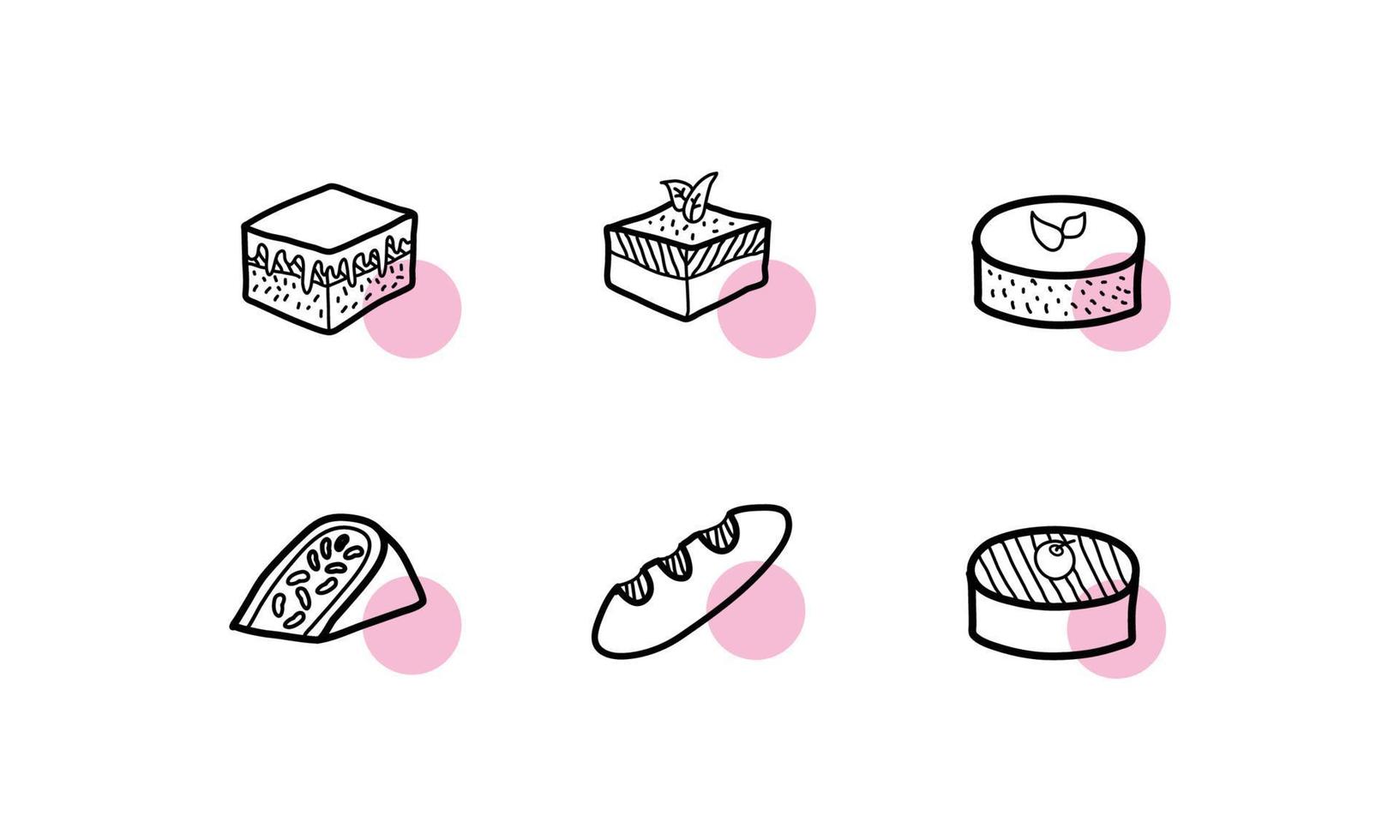 set of sweet cake icons vector