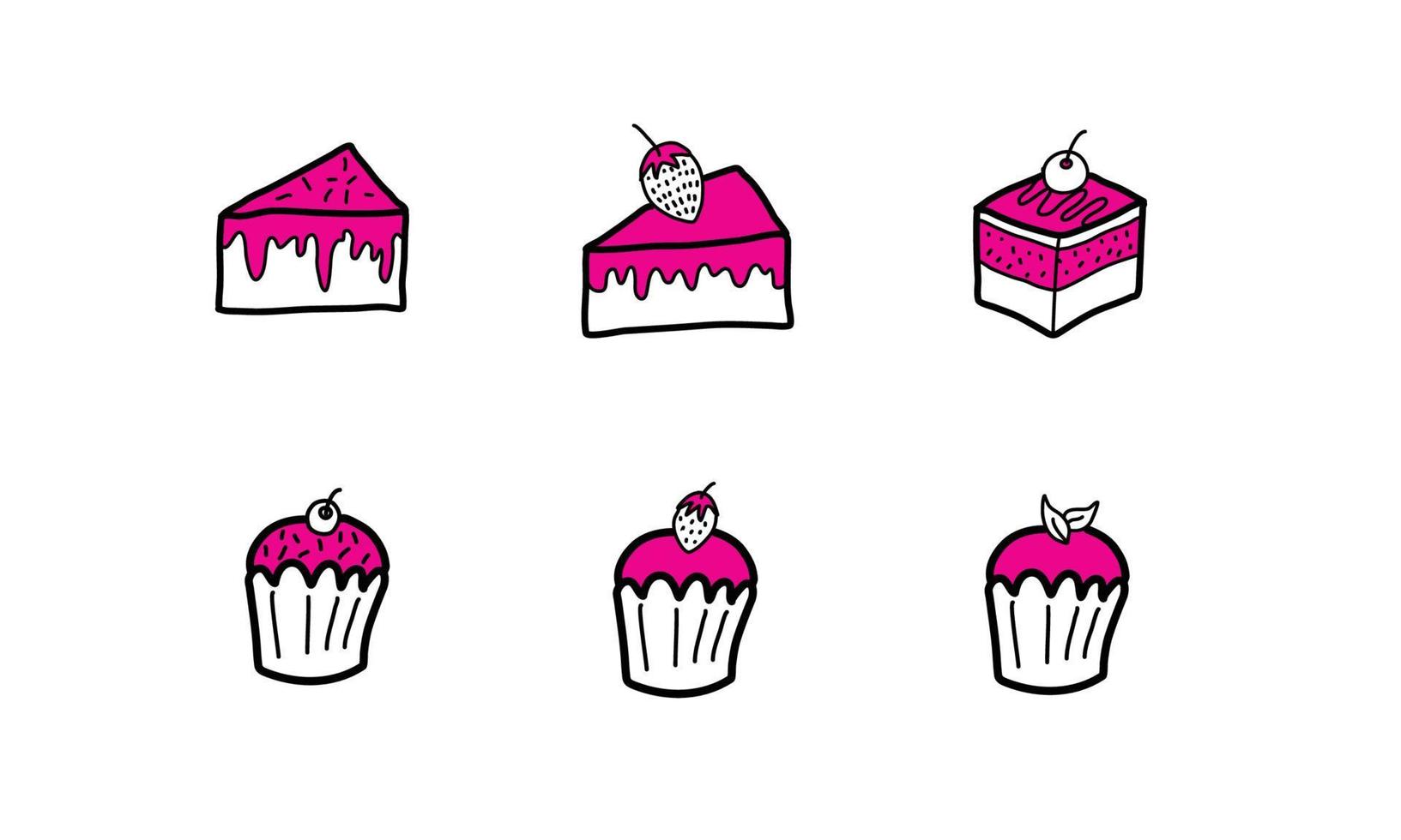 set of sweet cake icons vector