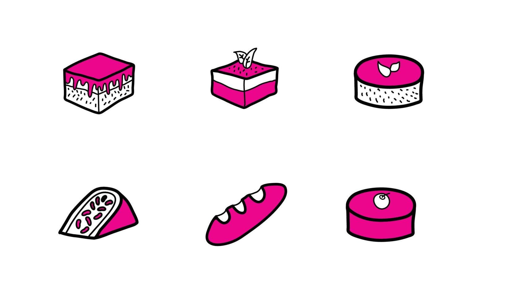 set of sweet cake icons vector