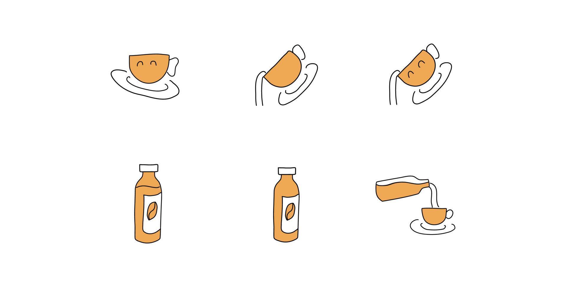 sets of handdrawn style coffee icon vector