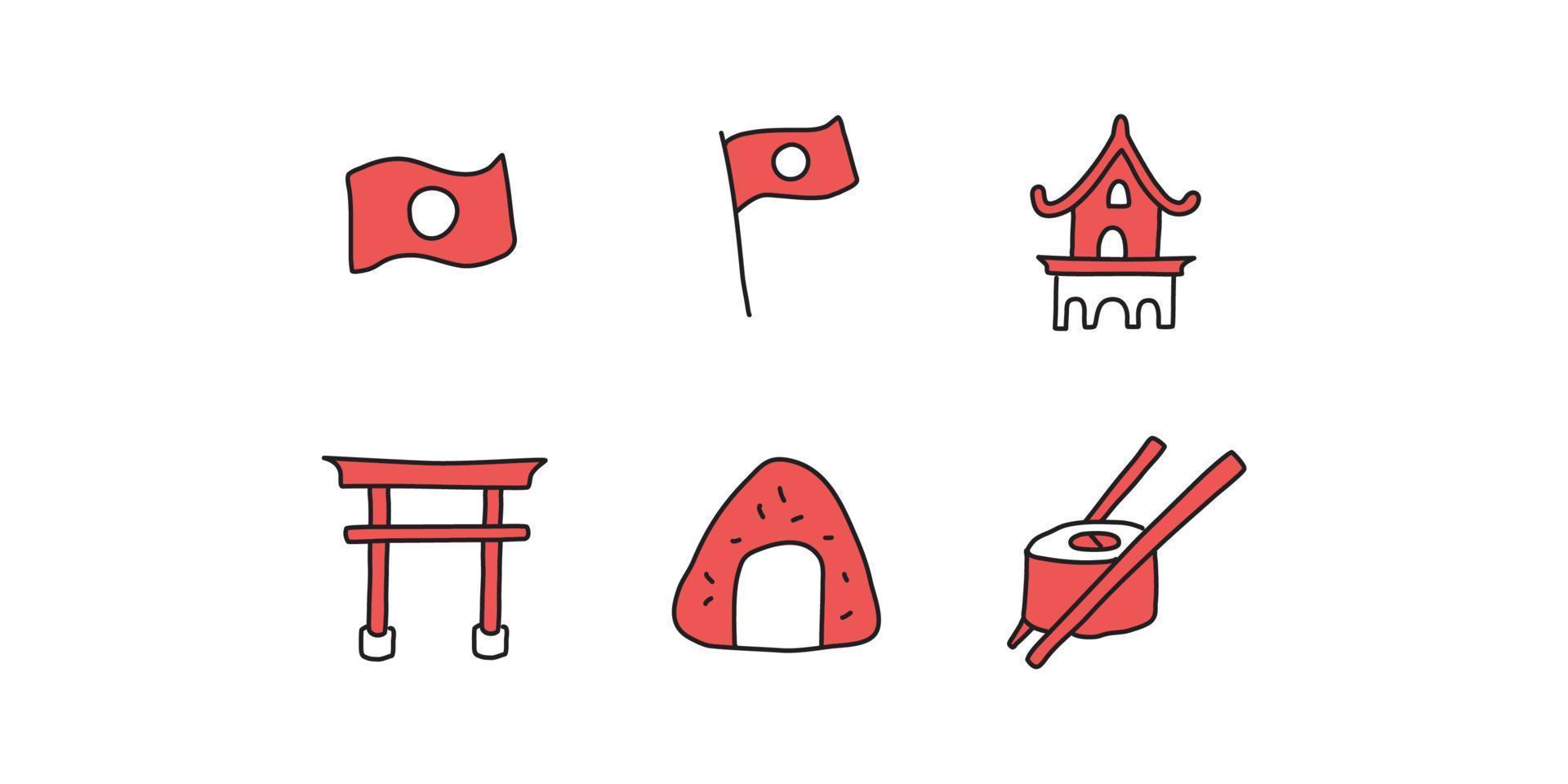 Handdrawn Style Japan Icon Set vector