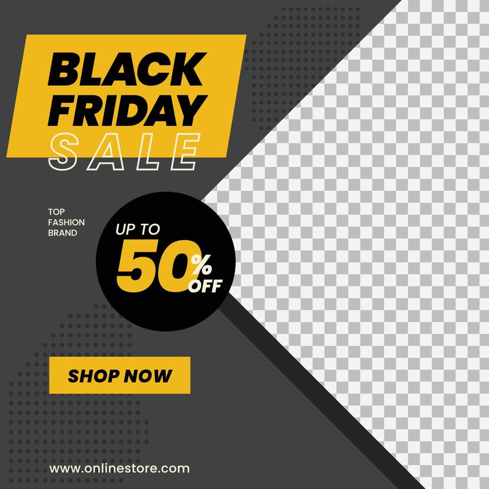 Black Friday square banner template for social media, vector illustration