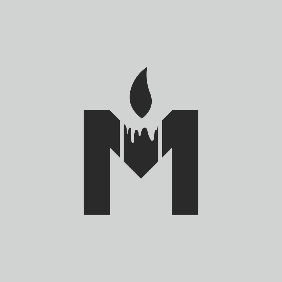 initial letter logo M candle logo design Vector Icon template