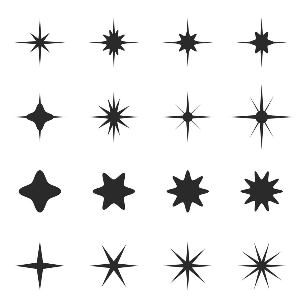 conjunto de iconos de estrellas negras. vector