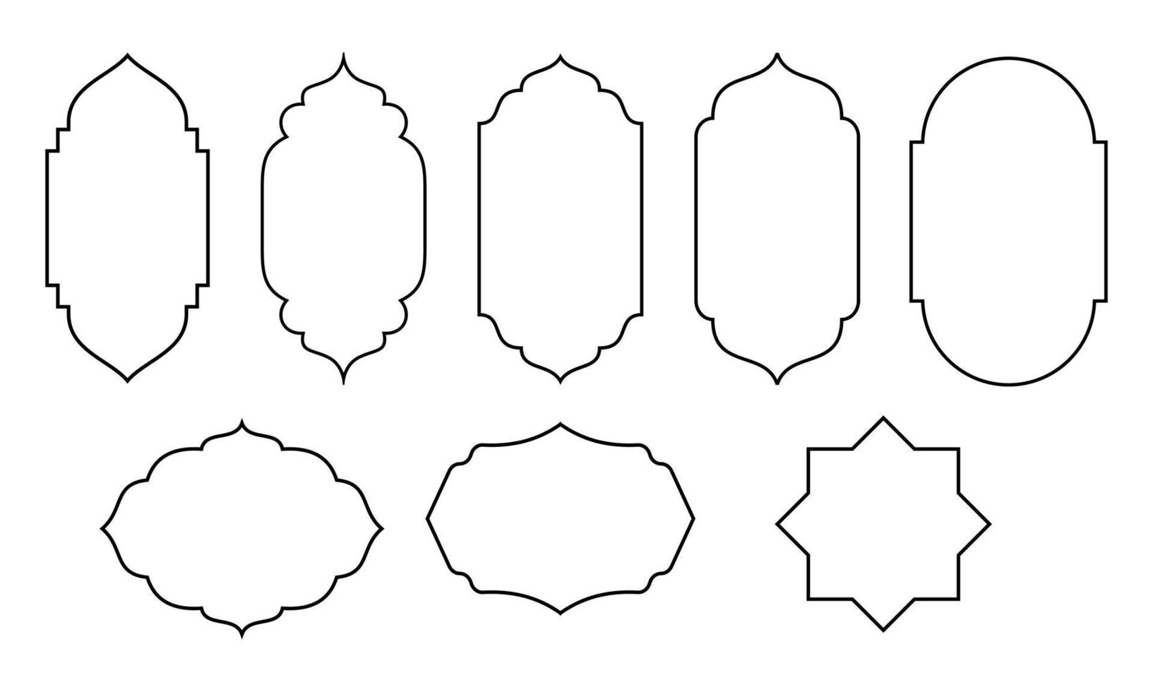 Islamic style border and frame design template vector element. Suitable for design element of Ramadan poster, Eid Mubarak greeting card, and copy space for Islamic quote text.