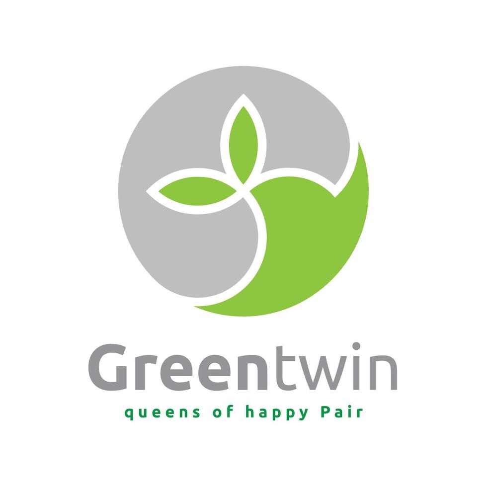 gemelo verde - logotipo de la hoja de té vector