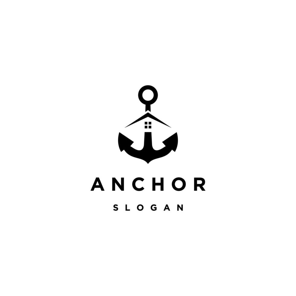 Anchor house logo icon design template vector