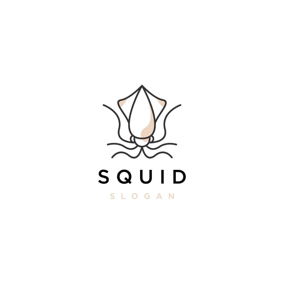 plantilla de diseño de icono de logotipo de arte de línea de calamar vector