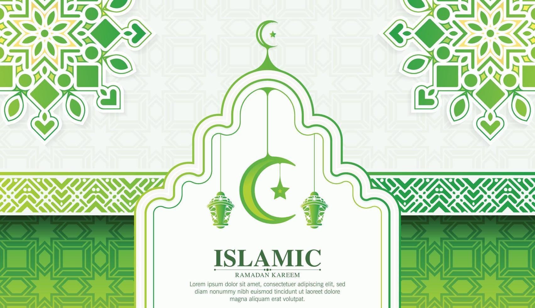 green ramadan kareem arabic background mandala style vector