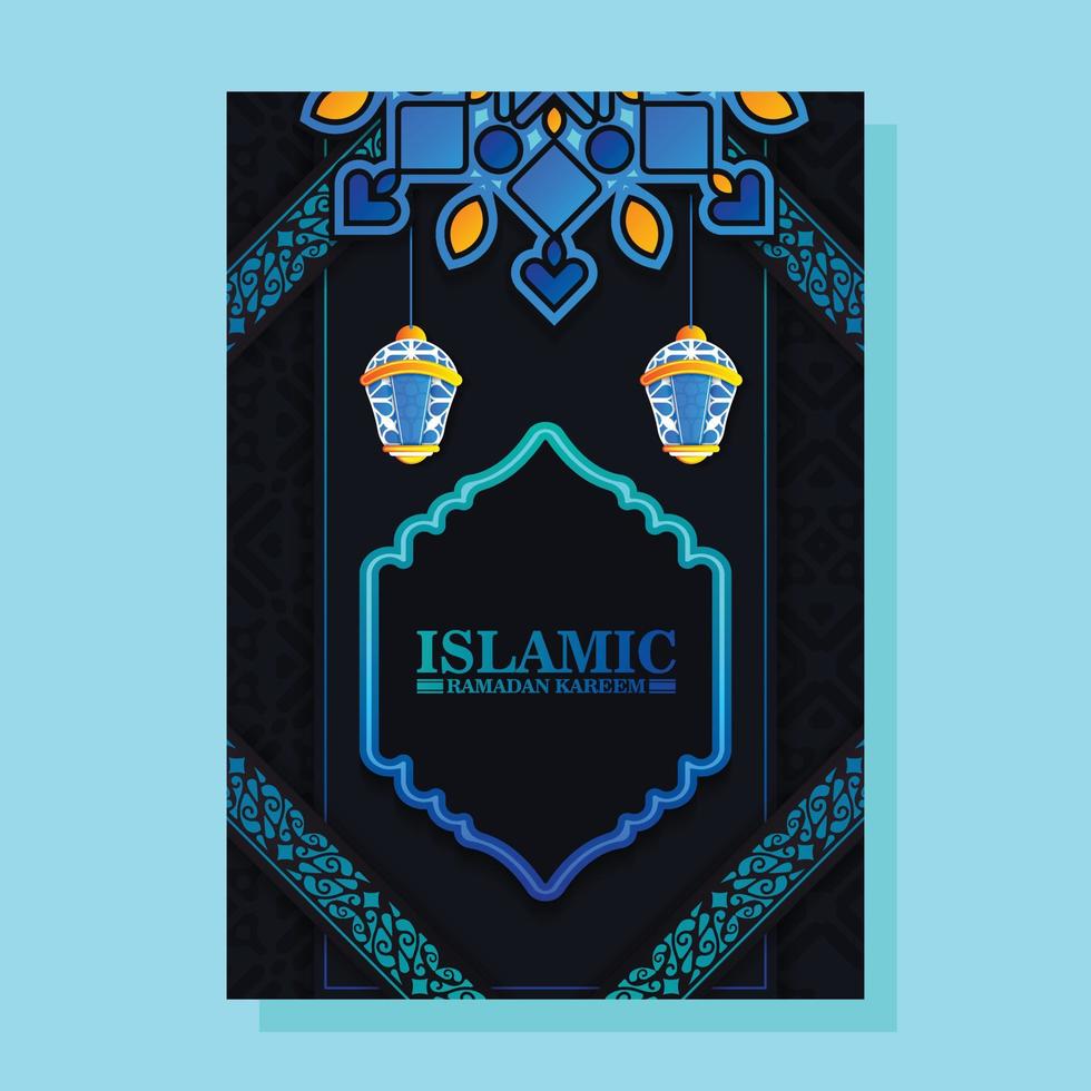 colorful ramadan kareem islamic poster vector