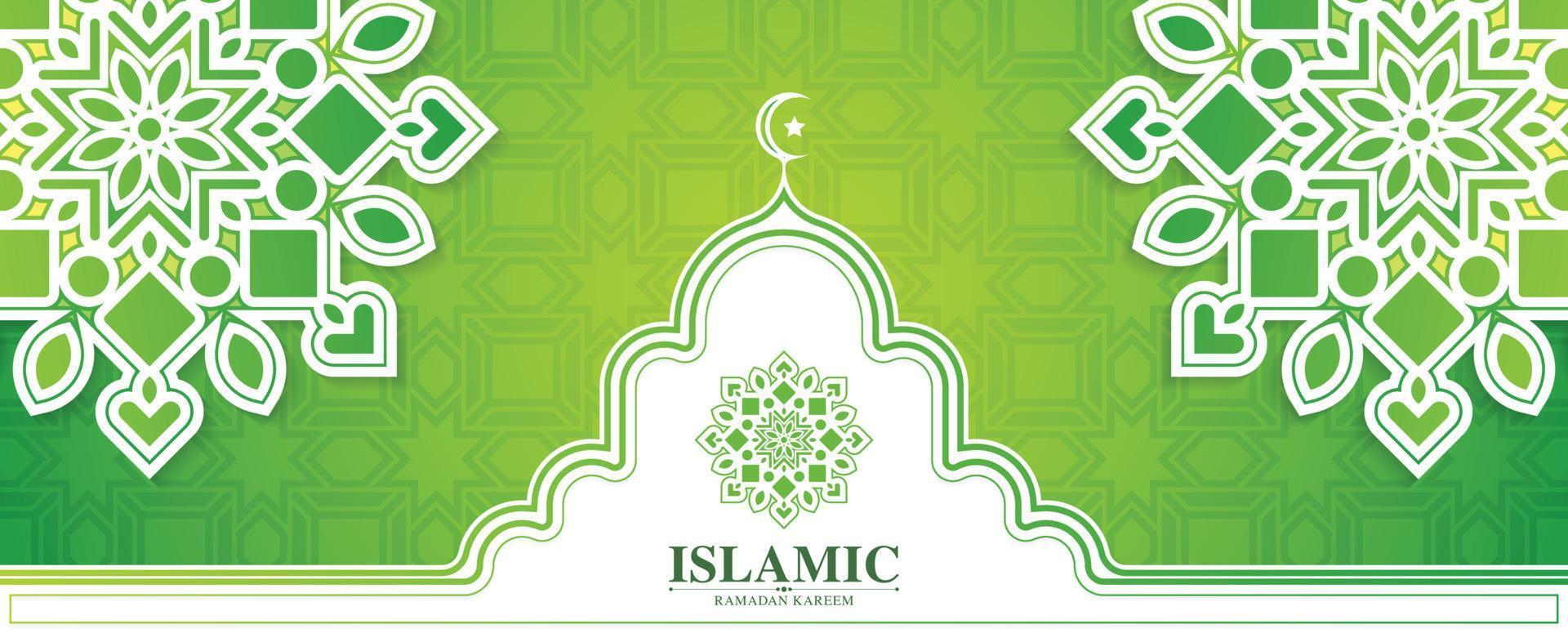 green ramadan kareem arabic background mandala style vector