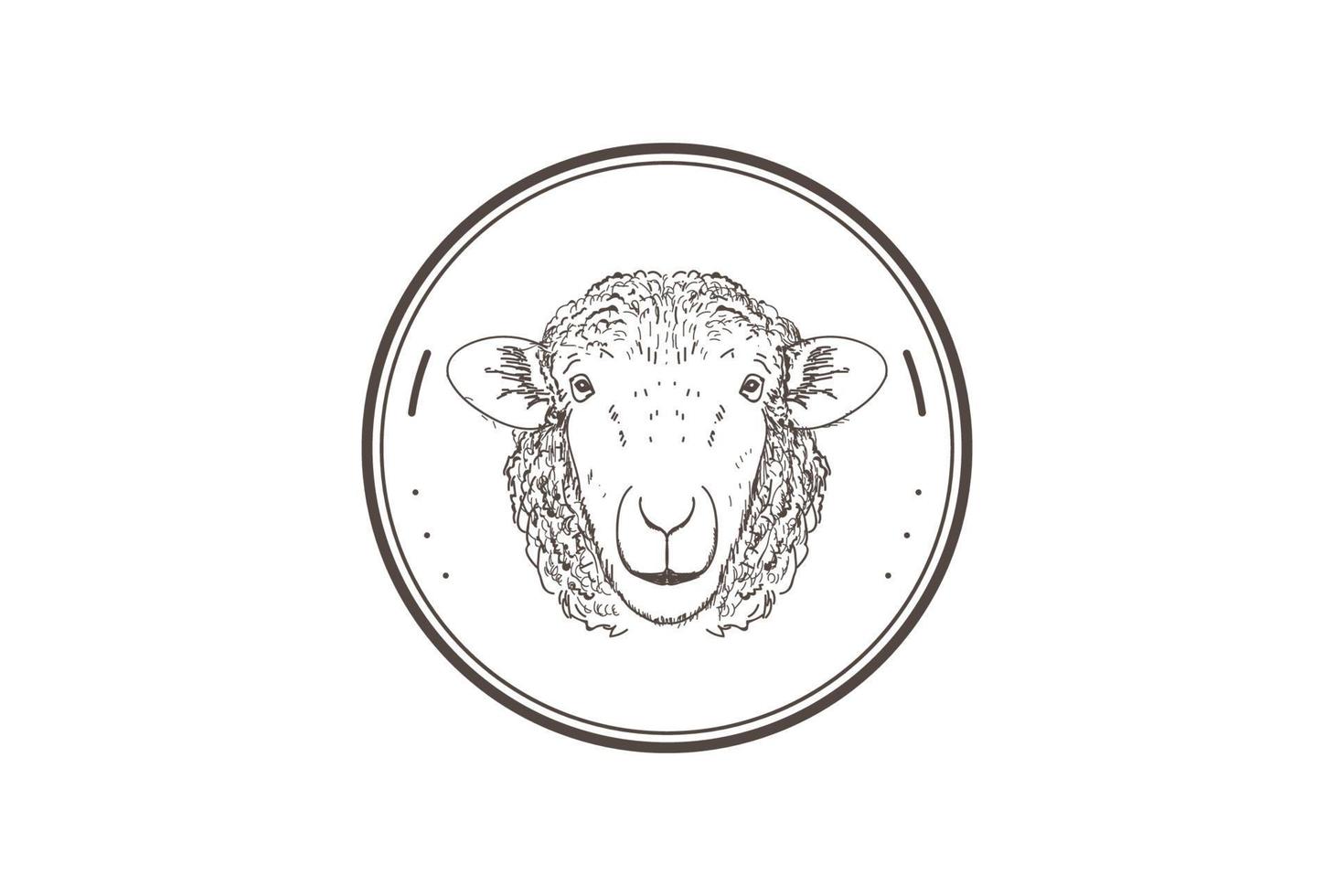 Vintage Retro Sheep Lamb Livestock Farm Badge Emblem Stamp Label logo design vector