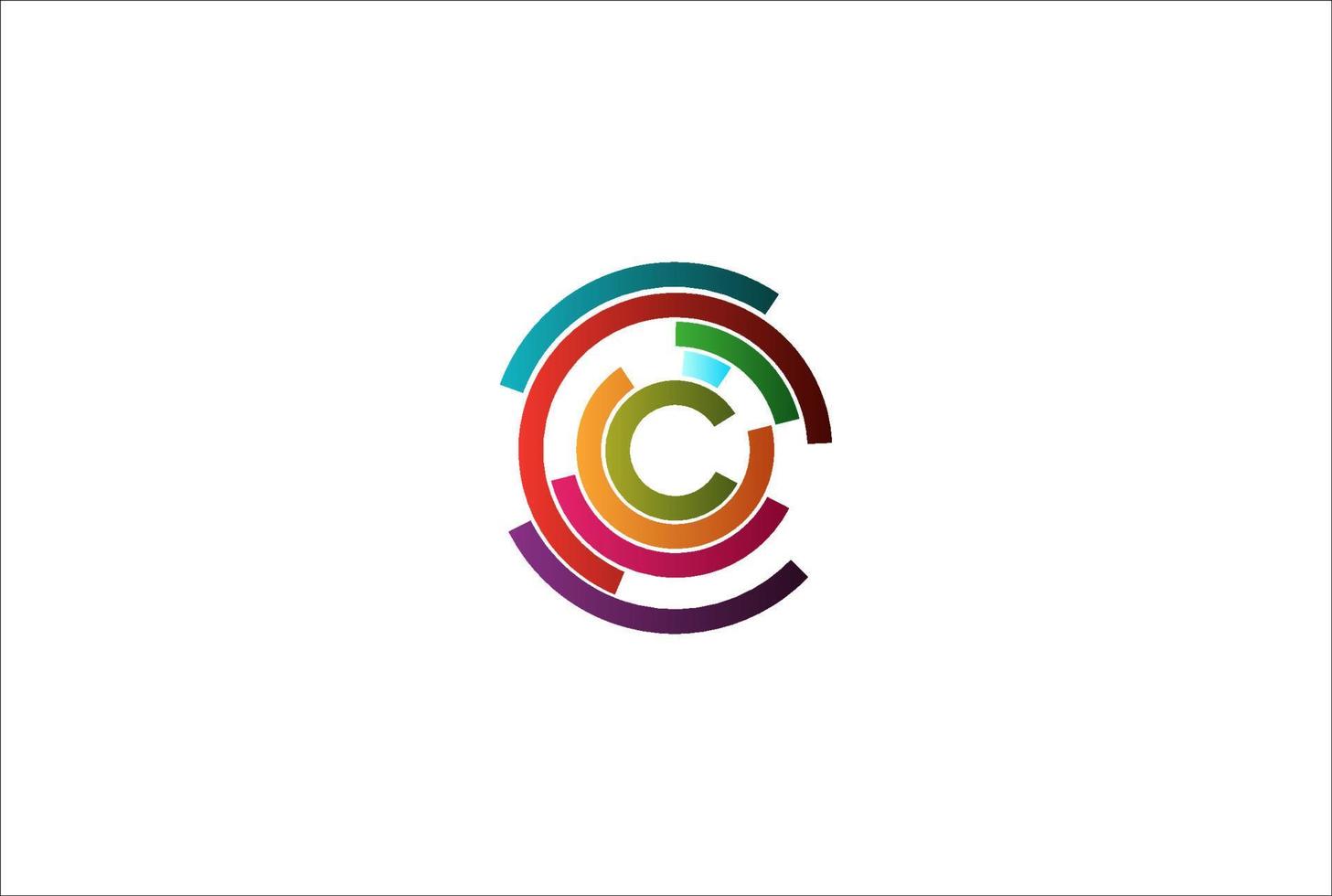 Modern Futuristic Initial C Circle Circular Digital Target Line Logo Design Vector