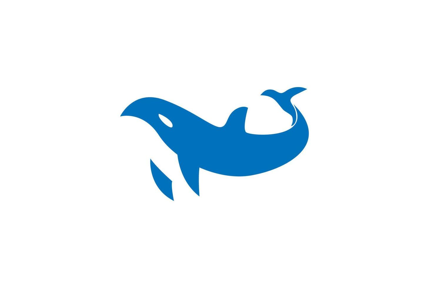 Simple Minimalist Ocean Blue Orca Whale Silhouette Logo Design Vector