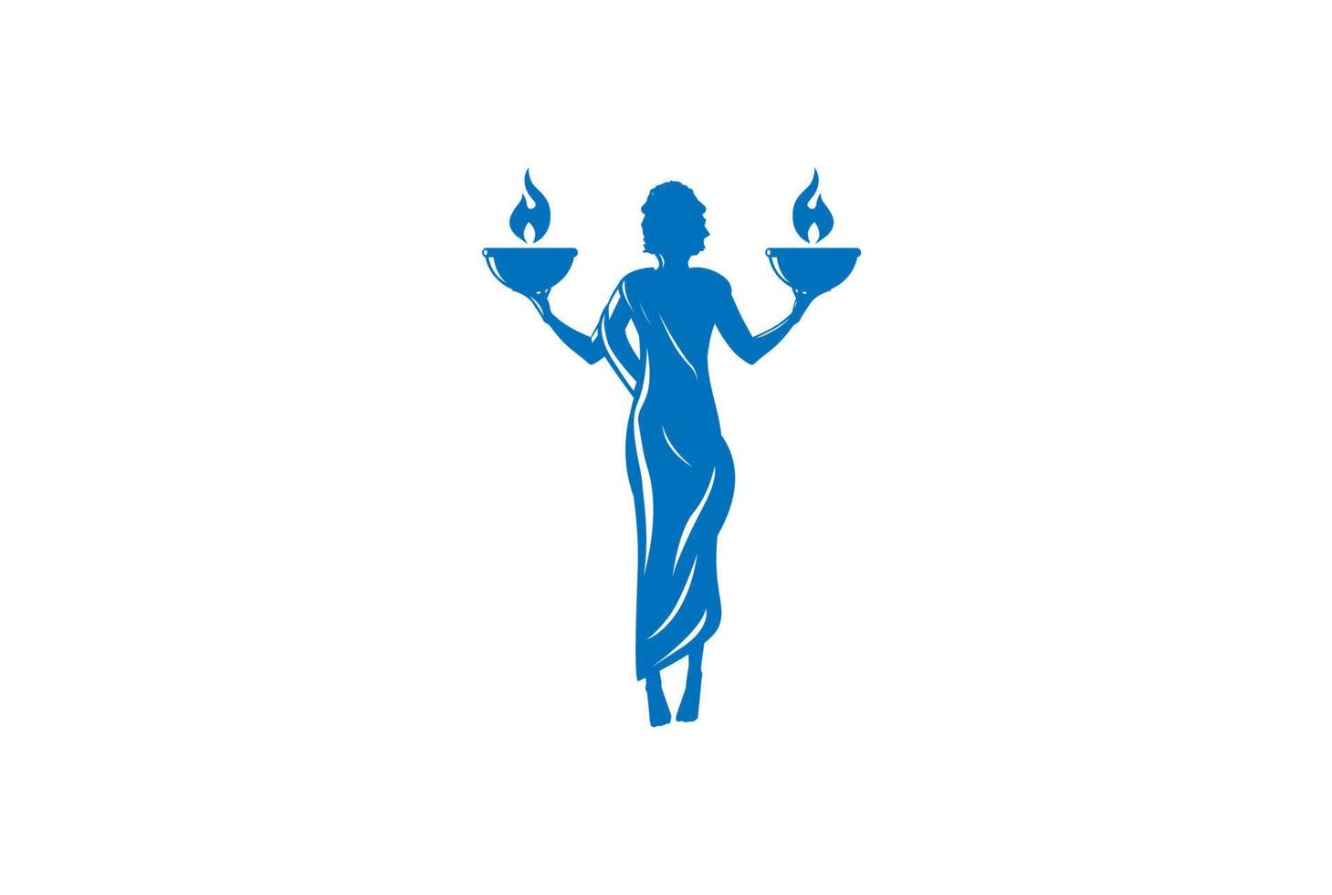 Greek Woman Goddess with Fire Scale Libra for Justice Law Logo Design Vector