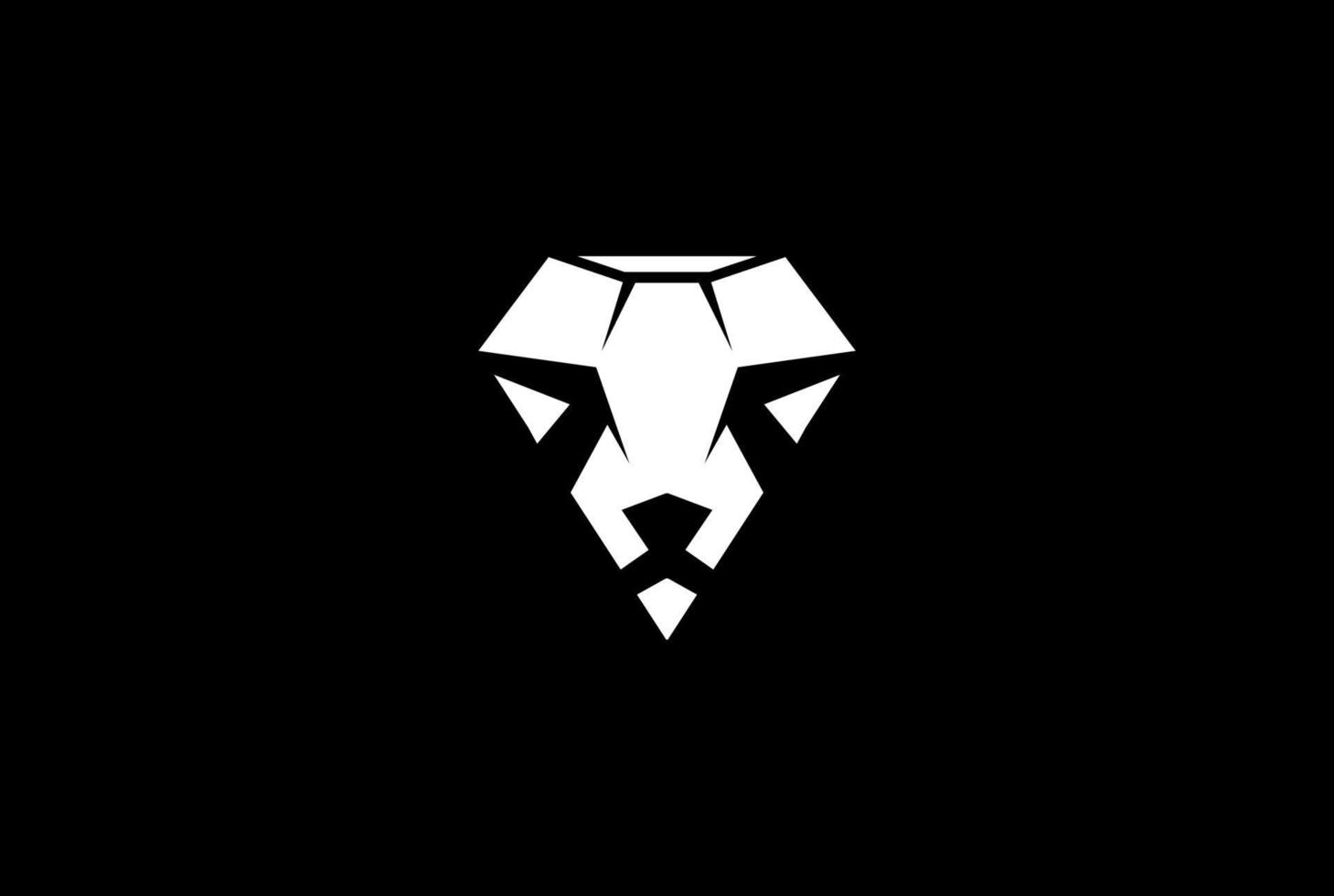 Simple Vintage Diamond Gem Stone with Lion Tiger Face Logo Design vector