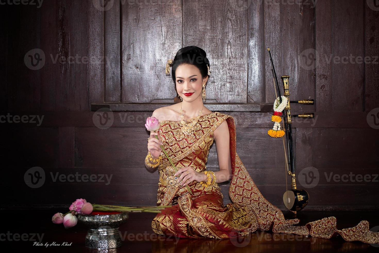 Thai costume dress beautiful women, costume thai style in thailand photo