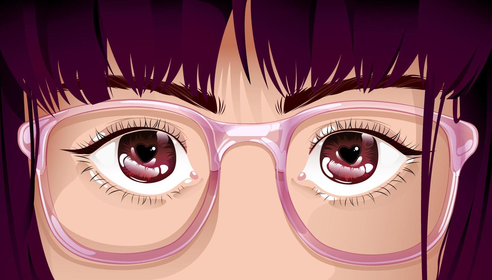 close up of a beautiful girl with pink glasses vector