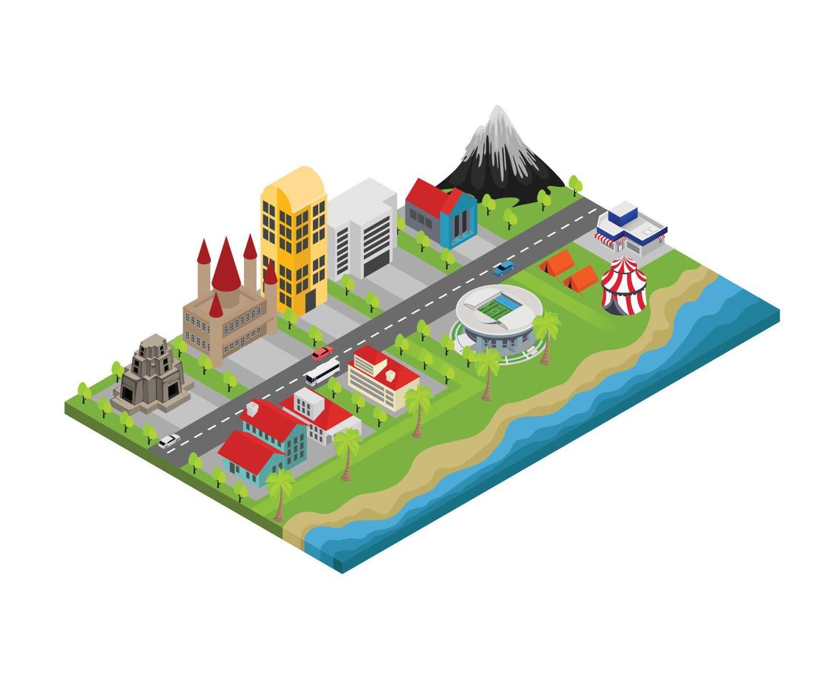 Illustration of a green areas in isometric style vector