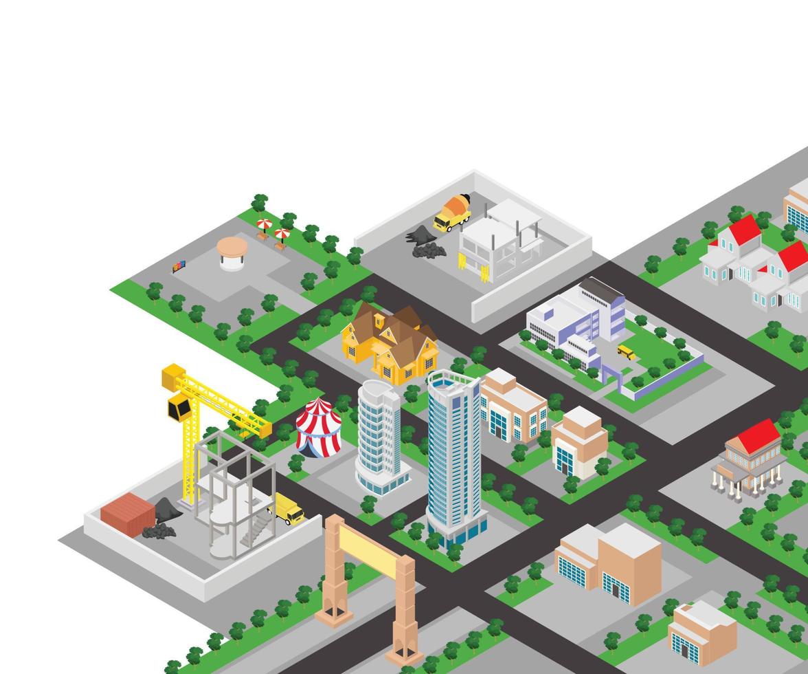 City map illustration in isometric style vector