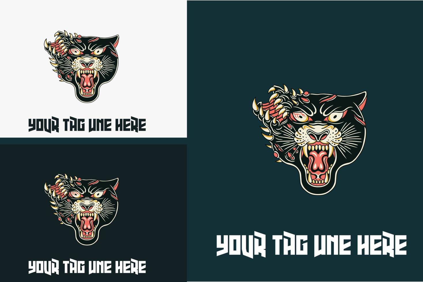 artwork design of head black panther angry vector illustration