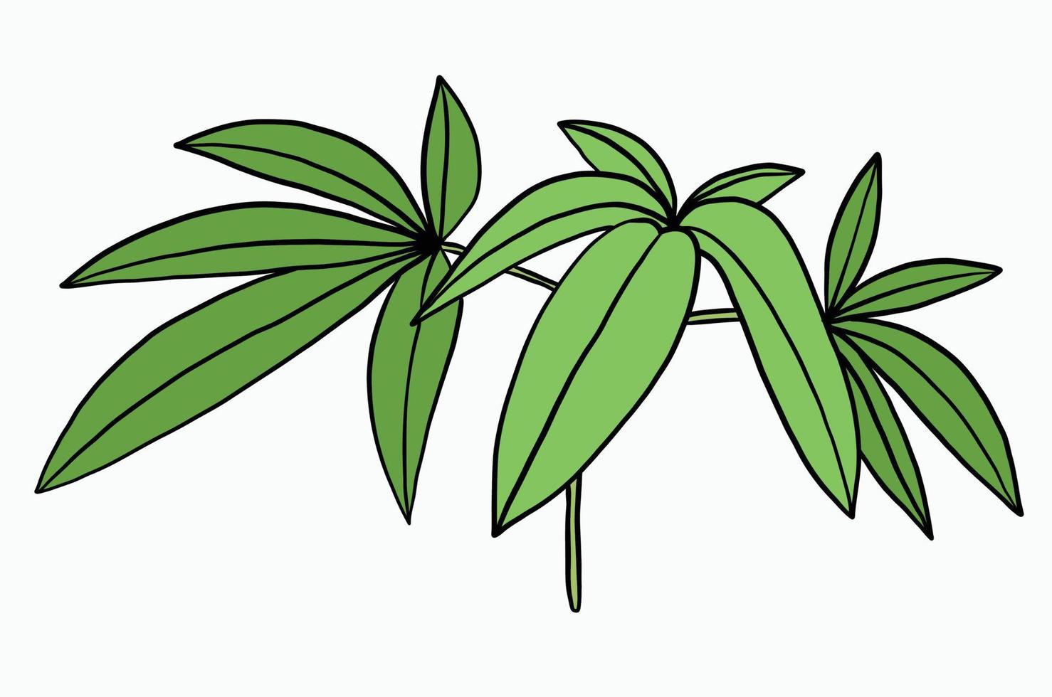 simplicidad planta de cannabis dibujo a mano alzada diseño plano. vector