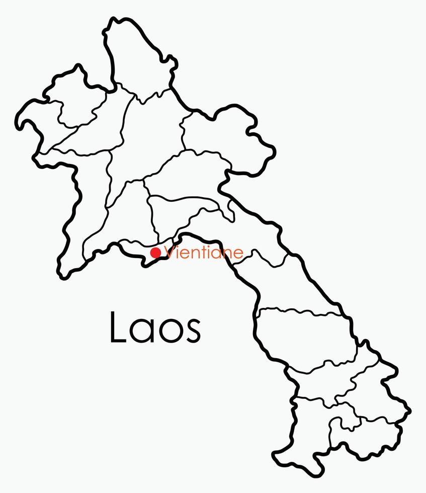 mapa de dibujo a mano alzada de garabatos de laos. vector