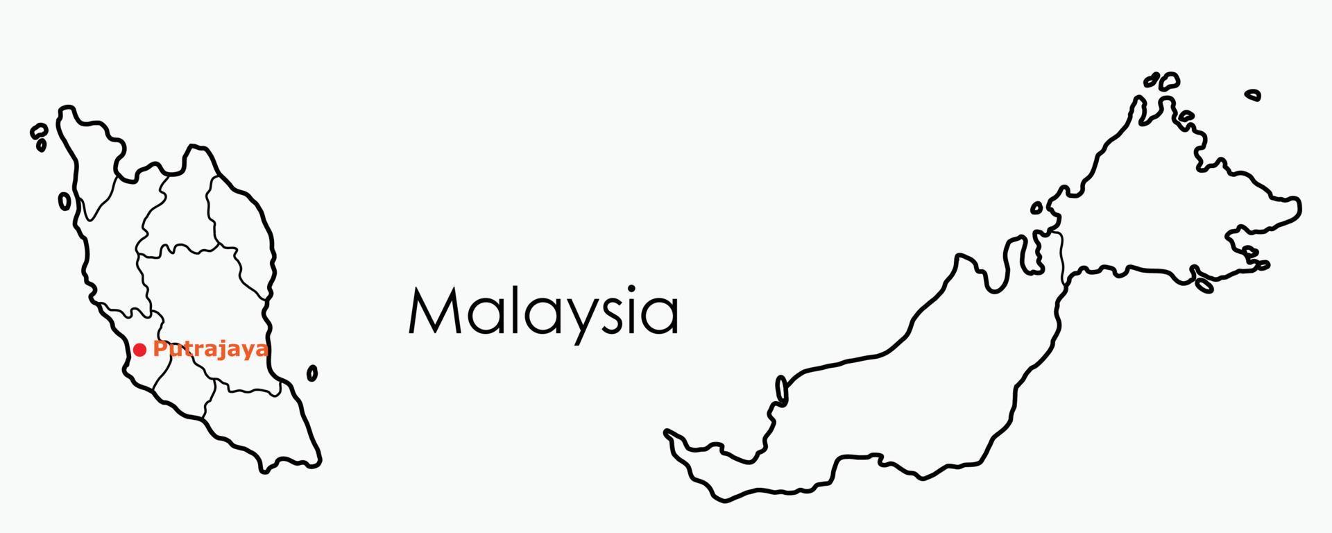 Doodle freehand drawing map of Malaysia. vector