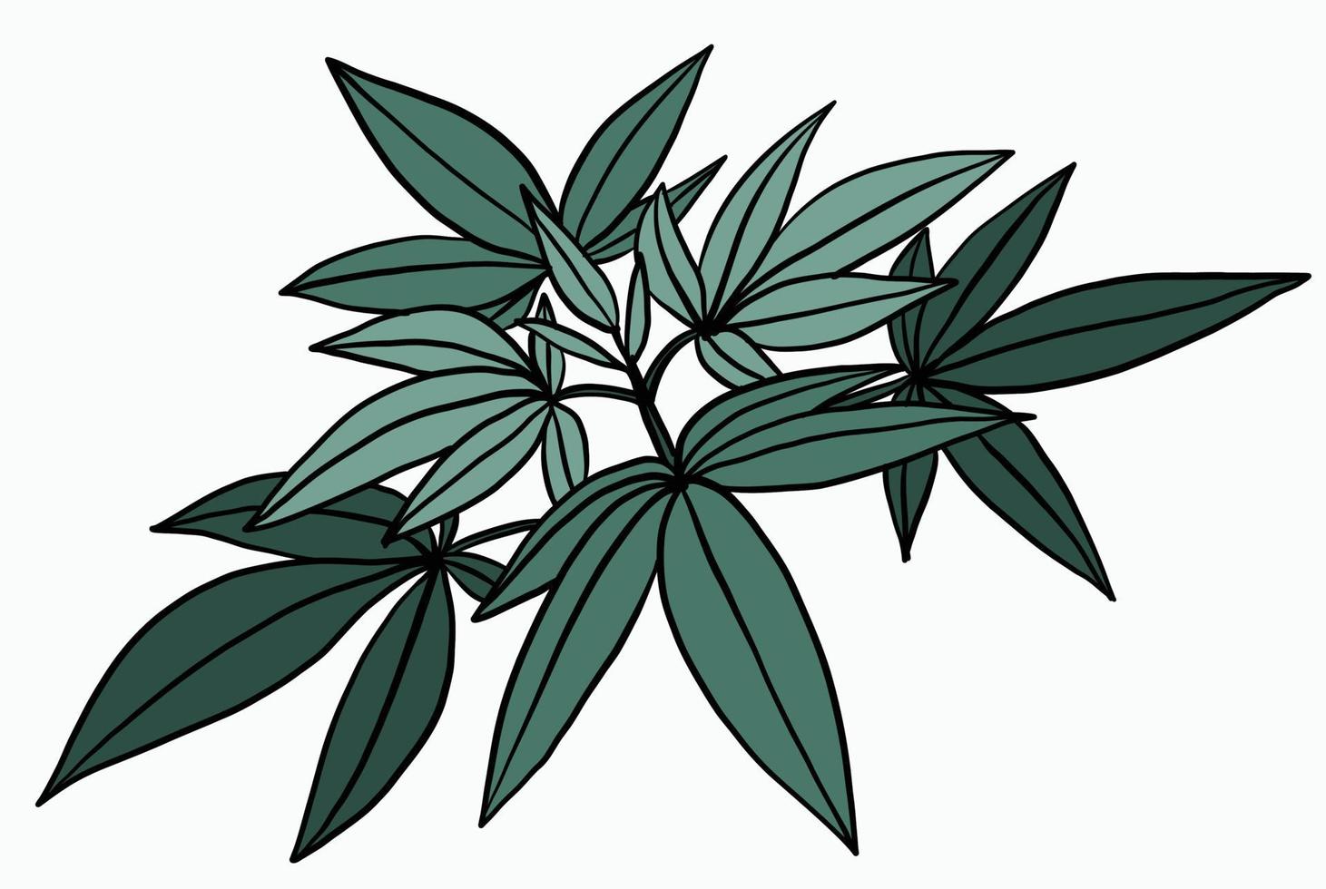 Simplicity cannabis plant freehand drawing flat design. vector