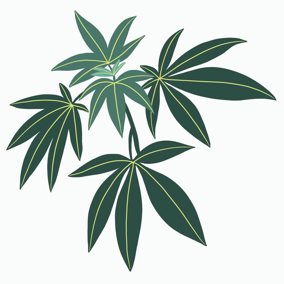 simplicidad planta de cannabis dibujo a mano alzada diseño plano. vector