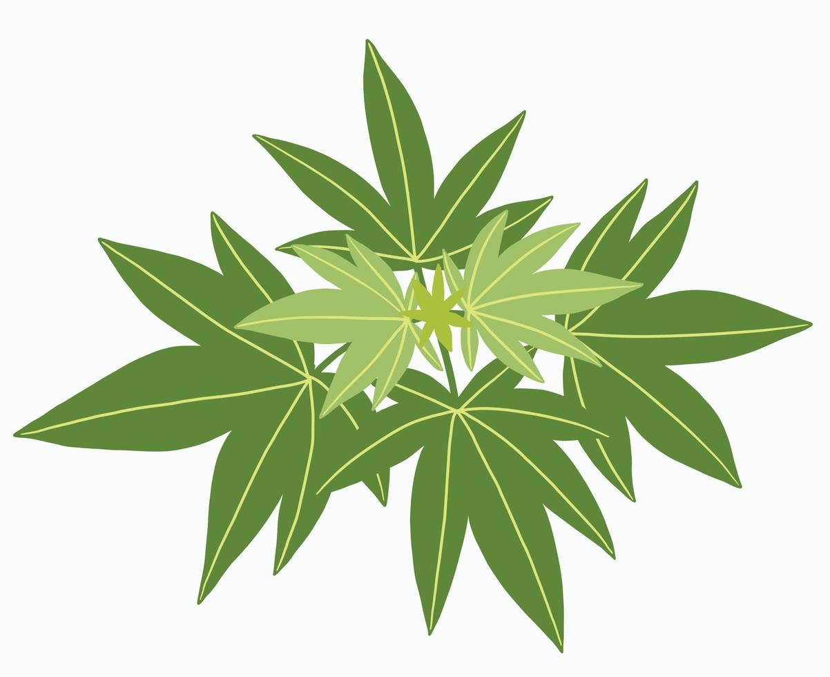 simplicidad planta de cannabis dibujo a mano alzada diseño plano. vector