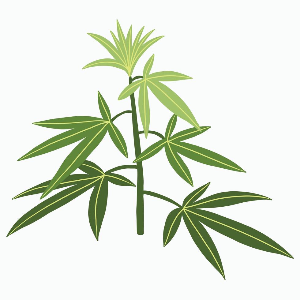 simplicidad planta de cannabis dibujo a mano alzada diseño plano. vector