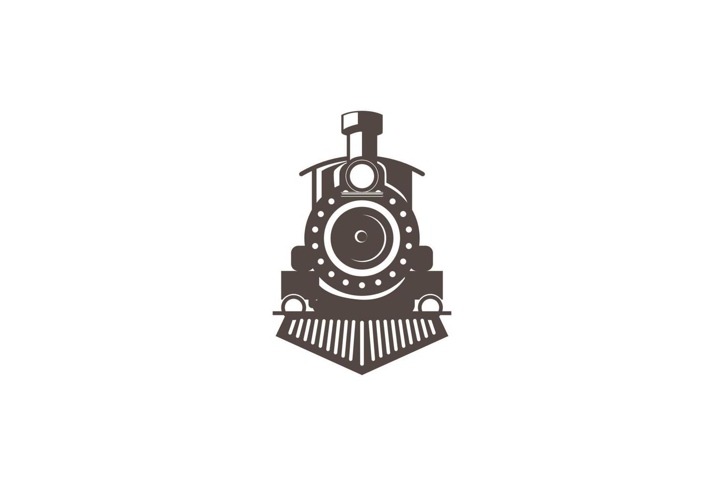 Vintage Old Locomotive Train Machine Logo Design Vector