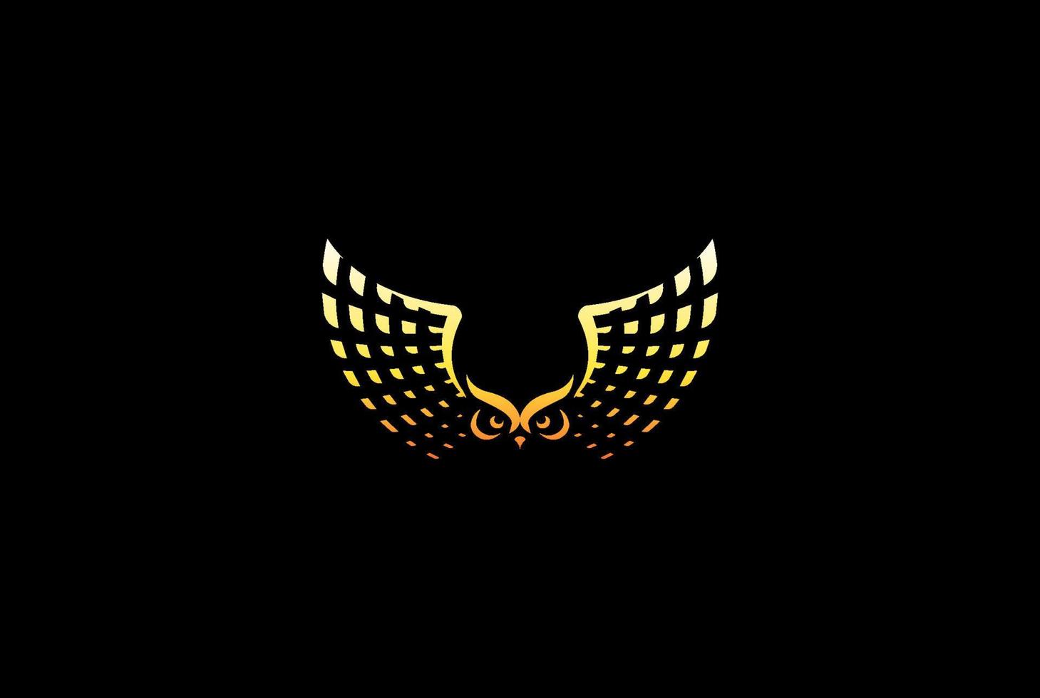Geometric Luxury Flying Owl Bird Wings Logo Design Vector