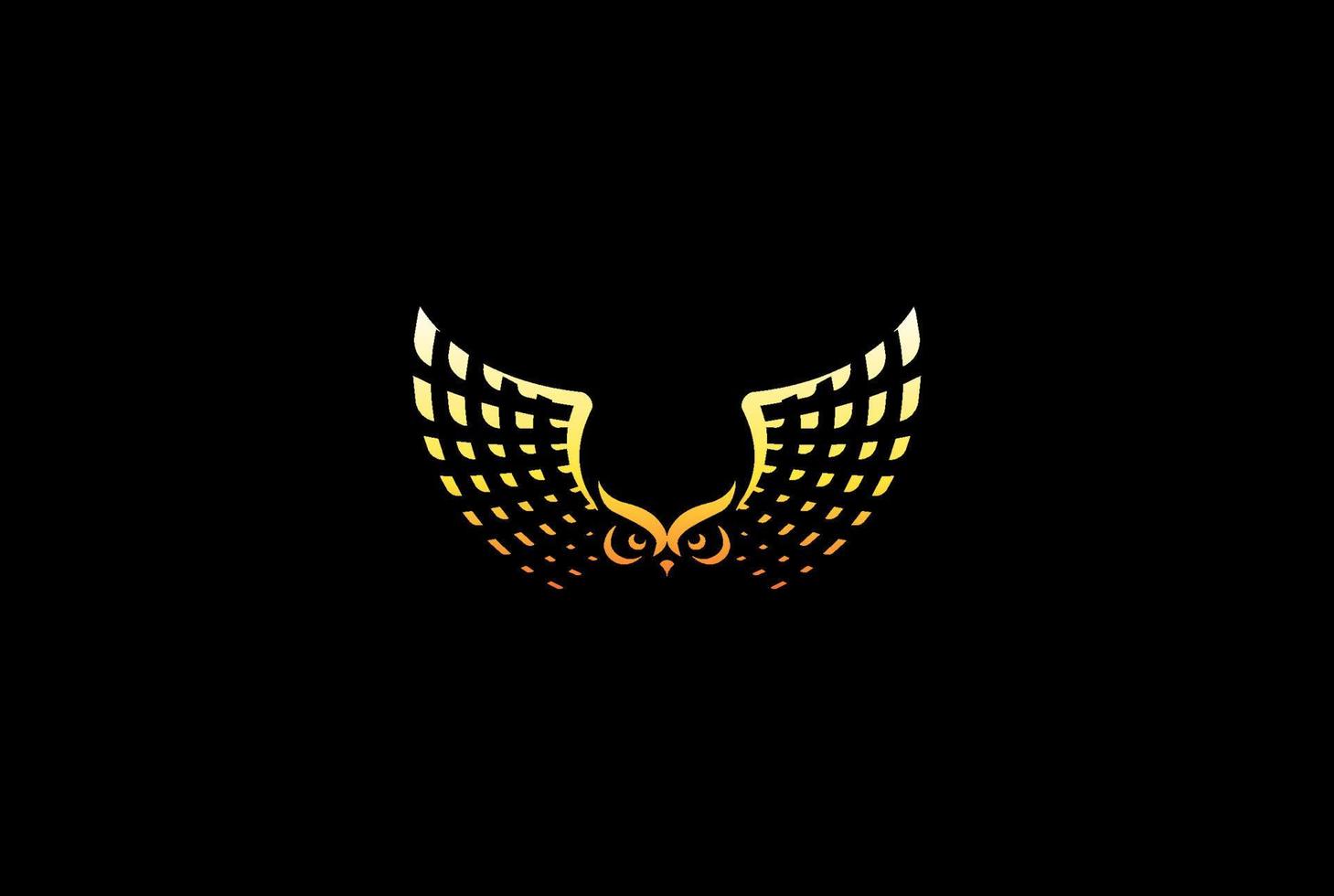 Geometric Luxury Flying Owl Bird Wings Logo Design Vector