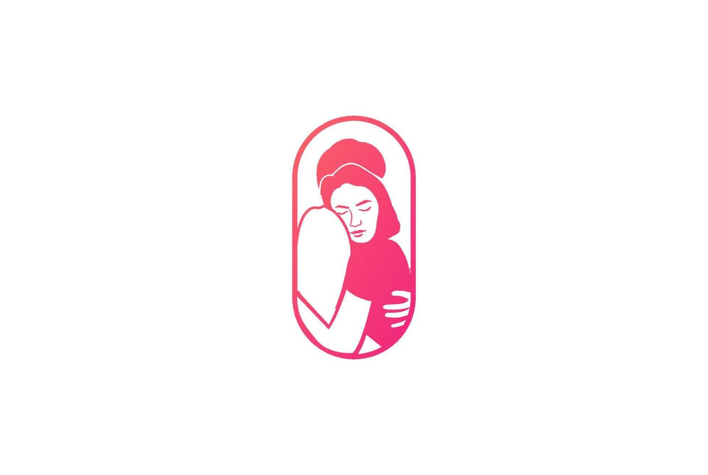 pareja hombre y mujer amor romántico abrazo logo diseño vector