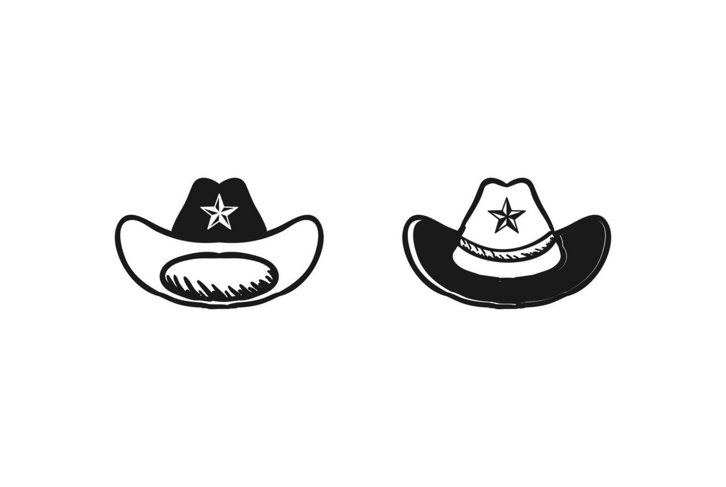 Texas Star Cowboy Sheriff Hat Western Country Silhouette Logo Design Vector