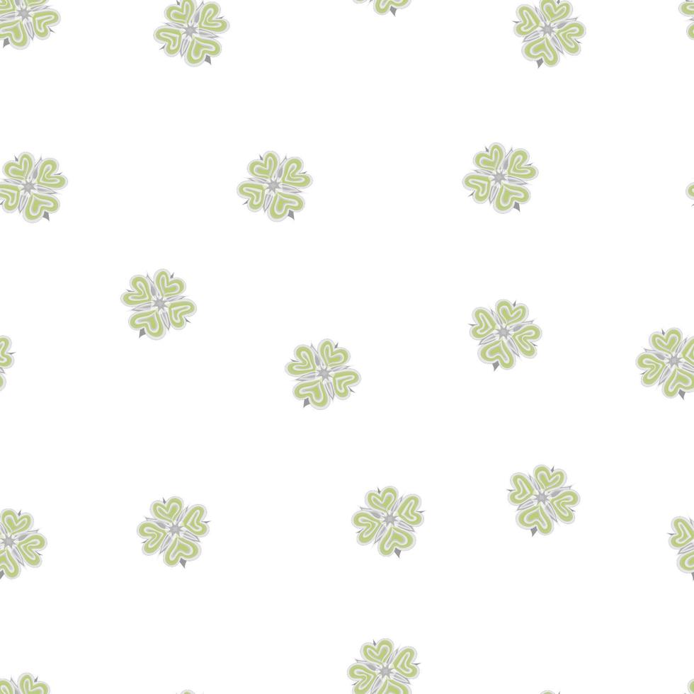 Seamless flat green flowers patterns, Vector design leaf flowers with white background.