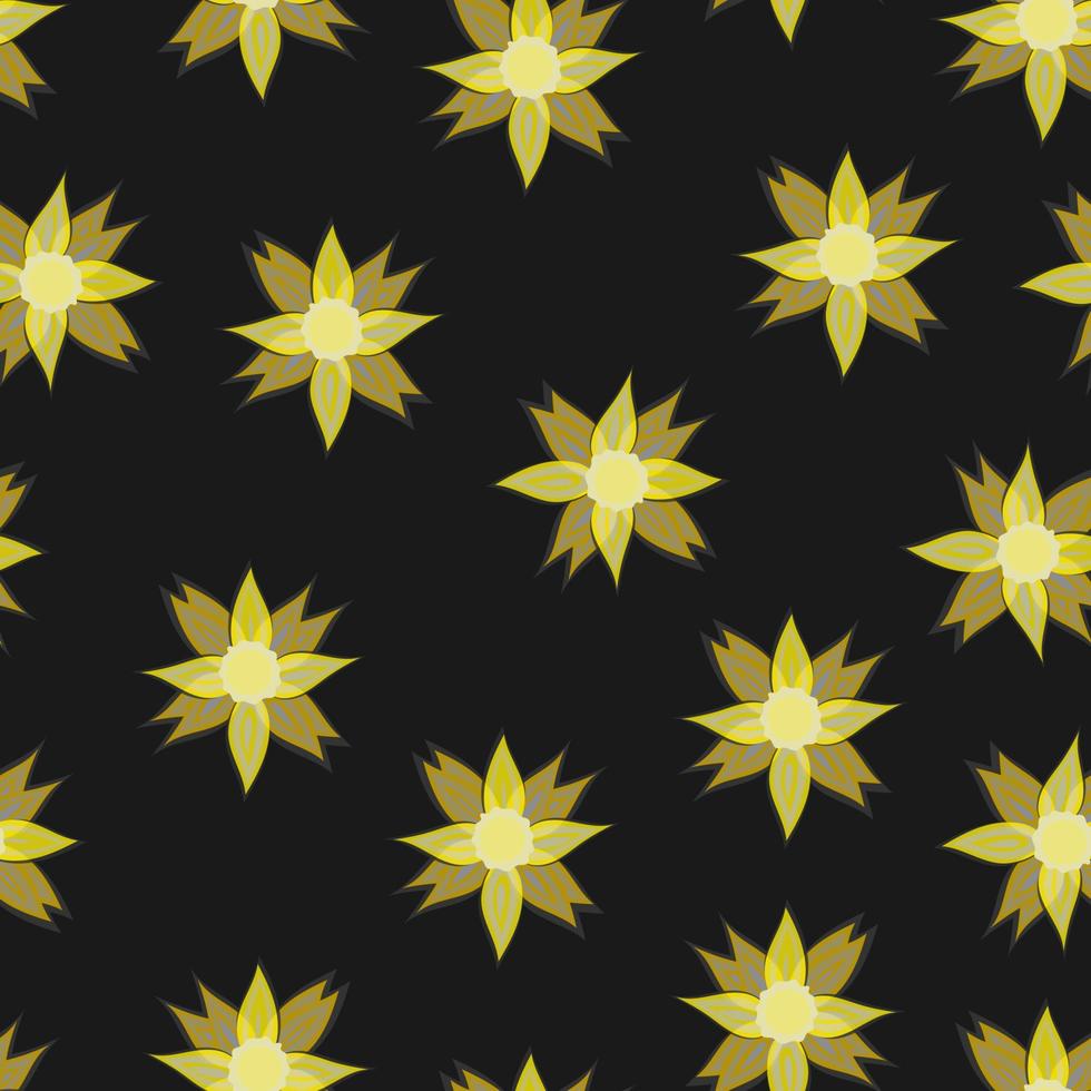 diseño vectorial de dibujo plano, patrón de flores amarillas sin costuras para el fondo de la decoración. vector