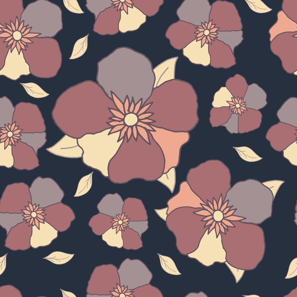 Seamless drawing different flowers, Vector drawing pattern design for fashion clothes, wallpaper, decoration background.